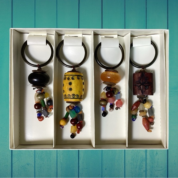 Pier 1 Other - NWT Pier One Imports Multicolored Hand Carved Beaded Napkin Rings OS